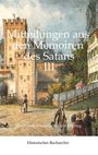 "Mitteilungen aus den Memoiren des Satans III" ist ein Buchcover, das eine historische Szene mit einem Turm zeigt.