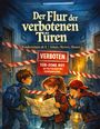 „Der Flur der verbotenen Türen“, Kinderdetektivgeschichte. Kinder schauen neugierig auf eine Karte, markiert mit Absperrband.