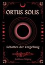 "Ortus Solis: Schatten der Vergeltung" von Kathleen Tulping, mit schwarzem Hintergrund und roten, dekorativen Mustern.
