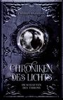"CHRONIKEN DES LICHTS. IM SCHATTEN DES THRONS." Oben der Name "CATHRIN HARRISON". Dekoratives, dunkles Design mit Ornamenten.