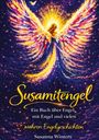 Text: "Susamitengel. Ein Buch über Engel, mit Engel und vielen wahren Engelgeschichten." 

Illustration eines Engels mit leuchtenden Flügeln.
