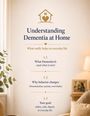 "Understanding Dementia at Home: What really helps in everyday life. 1.1 What Dementia Is, 1.2 Why behavior changes, 1.3 Your goal."  
Ein gemütlicher Wohnbereich ist zu sehen mit Pflanzen und Fotos.