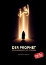 "Der Prophet Muhammad im Koran" steht auf schwarzem Hintergrund mit einer Figur vor einem leuchtenden Tor.