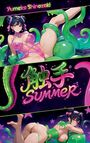 Text: "Yumeko Shinozaki" und "Summer". Anime-Stil-Illustration einer Frau mit Tentakeln in leuchtenden Farben.