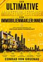 „Der ultimative Marketing-Leitfaden für Immobilienmakler:innen“ – gelber Hintergrund, futuristische Stadtszene.