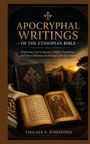 "Apocryphal Writings of the Ethiopian Bible" - Buchcover mit alten Schriftstücken und einem historischen Gebäude im Hintergrund.