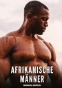 "Afrikanische Männer" und "Manuel García" über kräftigem Mann mit muskulösem Oberkörper, der zur Seite schaut.
