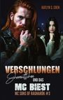 "Katlyn S. Coen. Verschlungen: Schneewittchen und das MC Biest. MC Sons of Ragnarök #3." Zwei Personen, Mann mit Bart und Frau im Vordergrund.