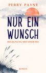 Der Text "Nur ein Wunsch: Begegnung mit einer Fee" und "Perry Payne". Illustration mit Gräsern und Sonne.