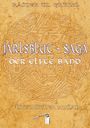 "JARLSBLUT - SAGA, DER ELFTE BAND, Historischer Roman." Verzierter Hintergrund mit keltischen Mustern und einer Axt.