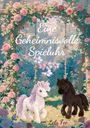 Text: "Eine geheimnisvolle Spieluhr." 

Illustration: Ein Einhorn, ein Pony unter Rosenbogen, Schmetterlinge.