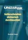 „UNZERBR“ oben, „Sollbruchstellen dichterisch durchleuchtet“ mittig in Gelb, „Gudula Kaup“ unten vor Röntgenbild.