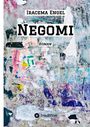 „Iracema Engel“, „NEGOMI“, „Roman“. Bunte, abgenutzte Collage verleiht dem Hintergrund eine künstlerische Note.