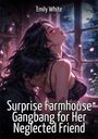 „Surprise Farmhouse Gangbang for Her Neglected Friend“. Emily White. Illustration: Ein Paar in sinnlicher Pose vor einem Fenster.