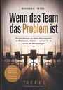 Text: „Wenn das Team das Problem ist“. Konferenztisch in modernem Büro mit Stühlen im Sonnenuntergang.
