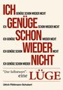 Text: „ICH GENÜGE SCHON WIEDER NICHT“, „Der Selbstwert - eine LÜGE“. Name: Ulrich Flöttmann-Schubert. Beige Hintergrund.