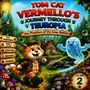 "Tom Cat Vermello's Journey Through Teuropia" steht oben. Ein fröhlicher Kater und ein fröhliches Gespenst auf Waldweg.