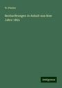 W. Pässler: Beobachtungen in Anhalt aus dem Jahre 1865, Buch