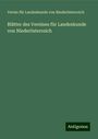 Verein für Landeskunde von Niederösterreich: Blätter des Vereines für Landeskunde von Niederösterreich, Buch