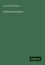 Karl Wilhelm Krüger: Kritische Analekten, Buch