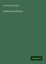 Karl Wilhelm Krüger: Kritische Analekten, Buch