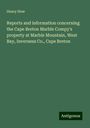 Henry How: Reports and information concerning the Cape Breton Marble Compy's property at Marble Mountain, West Bay, Inverness Co., Cape Breton, Buch