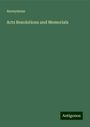 Anonymous: Acts Resolutions and Memorials, Buch