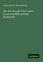 Johan Gottfried Burman Becker: Geschlechtsregister der Familie Becker und dahin gehörige Nachrichten, Buch