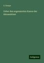 O. Hampe: Ueber den sogenannten Kanon der Alexandriner, Buch