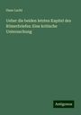 Hans Lucht: Ueber die beiden letzten Kapitel des Römerbriefes: Eine kritische Untersuchung, Buch