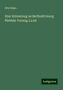 Otto Mejer: Eine Erinnerung an Berthold Georg Niebuhr Vortrag 5.2.66, Buch