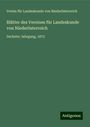 Verein für Landeskunde von Niederösterreich: Blätter des Vereines für Landeskunde von Niederösterreich, Buch