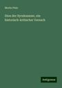 Moritz Pfalz: Dion der Syrakusaner, ein historisch-kritischer Versuch, Buch