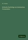 W. Corssen: Kritische Nachträge zur lateinischen Formenlehre, Buch