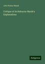 John Walker Marsh: Critique of Archdeacon Marsh's Explanations, Buch