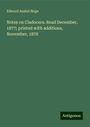 Edward Asahel Birge: Notes on Cladocera. Read December, 1877; printed with additions, November, 1878, Buch