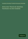 Friedrich Schottky Friedrich Hermann Schottky: Abriss einer Theorie der abelschen Functionen von drei Variabeln, Buch