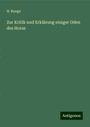 H. Runge: Zur Kritik und Erklärung einiger Oden des Horaz, Buch