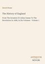 Cover mit Text: David Hume, The History of England, von Julius Caesar bis 1688, in sechs Bänden, Band 1. Logo: Antiquum Novum.