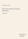 Text: "Charles F. Horne, The Great Events by Famous Historians, Volume 21." Unten rechts das Logo "Antiquum Novum". Ruhiges Design.