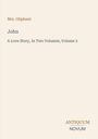 Auf hellem Hintergrund: "Mrs. Oliphant", "John: A Love Story, In Two Volumes, Volume 2". Unten: "ANTIQUM NOVUM".