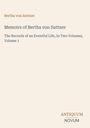 „Memoirs of Bertha von Suttner“. Schlichtes Cover, beige Hintergrund, schlichtes Design, Logo unten rechts: "ANTIQUM NOVUM".