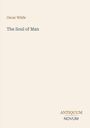 "Oscar Wilde, The Soul of Man," unten rechts: "ANTIQUM NOVUM." Schlichtes, minimalistisches Design auf hellem Hintergrund.