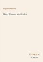 Text: "Augustine Birrell, Men, Women, and Books, ANTIQUUM NOVUM". Schlichtes Design auf beigem Hintergrund.