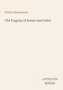 Oben steht "William Shakespeare", darunter "The Tragedy of Romeo and Juliet". Unten rechts ist ein Logo "ANTICUM NOVUM".
