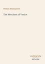 Oben steht "William Shakespeare", darunter "The Merchant of Venice". Unten rechts zwei Wörter in verschiedenen Schriftarten.