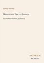 Text: Fanny Burney, Memoirs of Doctor Burney, In Three Volumes, Volume 3. Unten rechts: ANTIQUUM NOVUM. Schlichtes Design.