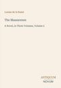 Text: "Louise de la Ramé", "The Massarenes", "A Novel, in Three Volumes, Volume 2", Logo mit "ANTIQUM NOVUM". Beigefarbener Hintergrund.