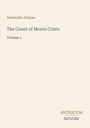 Text: "Alexandre Dumas, The Count of Monte Cristo, Volume 1". Unten steht "ANTIQUM NOVUM". Beige Hintergrund, einfache Gestaltung.