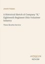 Text: "Jewett Palmer - A Historical Sketch of Company 'B,' Eighteenth Regiment Ohio Volunteer Infantry - Three Months Service - ANTIQUUM NOVUM". Beige Hintergrund.